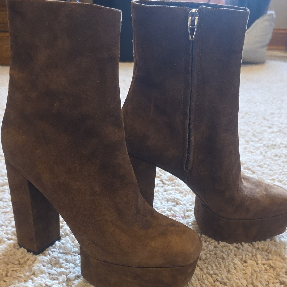 Alexander Wang Tan Suede Platform Ankle Boots